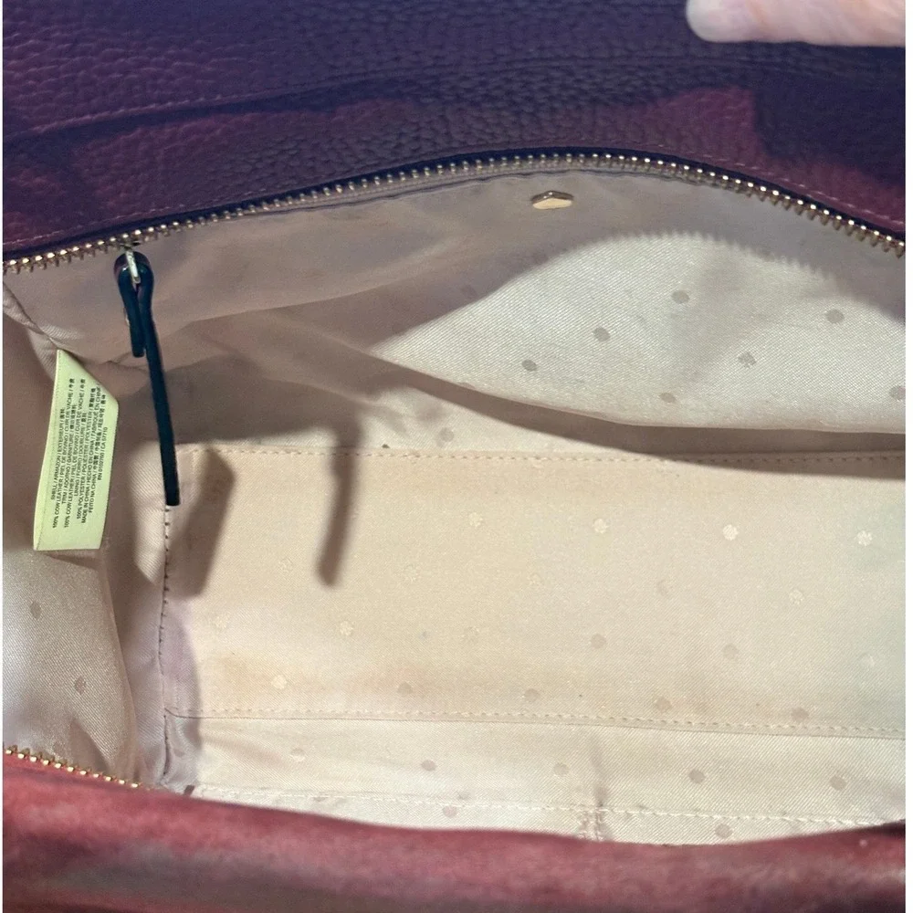 Kate Spade Burgundy Pebbled Leather and Suede Satchel Crossbody Bag